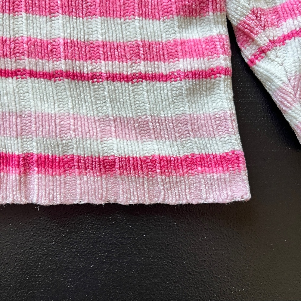 Vintage Y2K Covington Chenille Sweater Pink White Striped Mock Neck Knit 3T - Picture 9 of 14